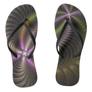 Abstracte glanzende Trippy Kleurrijke 3D Fractal A Teenslippers