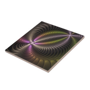 Abstracte glanzende Trippy Kleurrijke 3D Fractal A Tegeltje