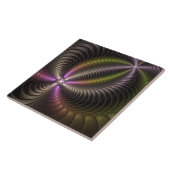 Abstracte glanzende Trippy Kleurrijke 3D Fractal A Tegeltje (Zijkant)