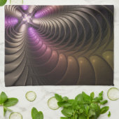 Abstracte glanzende Trippy Kleurrijke 3D Fractal A Theedoek (Gevouwen)