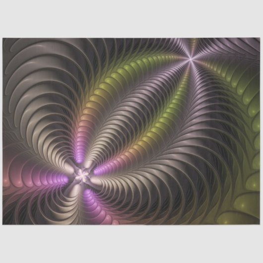 Abstracte glanzende Trippy Kleurrijke 3D Fractal A Tissuepapier (Voorkant)