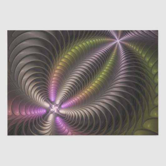 Abstracte glanzende Trippy Kleurrijke 3D Fractal A Tissuepapier (Voorkant)