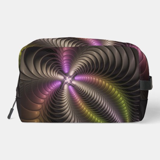 Abstracte glanzende Trippy Kleurrijke 3D Fractal A Toilettasje (Achterkant)