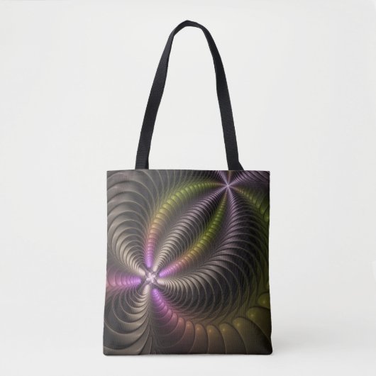 Abstracte glanzende Trippy Kleurrijke 3D Fractal A Tote Bag (Voorkant)