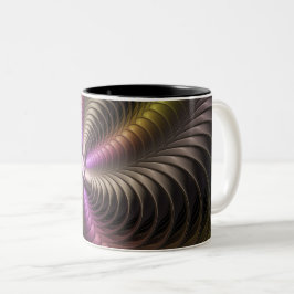 Abstracte glanzende Trippy Kleurrijke 3D Fractal A Tweekleurige Koffiemok