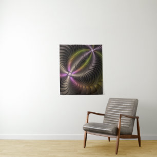 Abstracte glanzende Trippy Kleurrijke 3D Fractal A Wandkleed