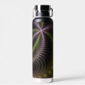 Abstracte glanzende Trippy Kleurrijke 3D Fractal A Waterfles (Achterkant)