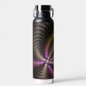 Abstracte glanzende Trippy Kleurrijke 3D Fractal A Waterfles (Voorkant)