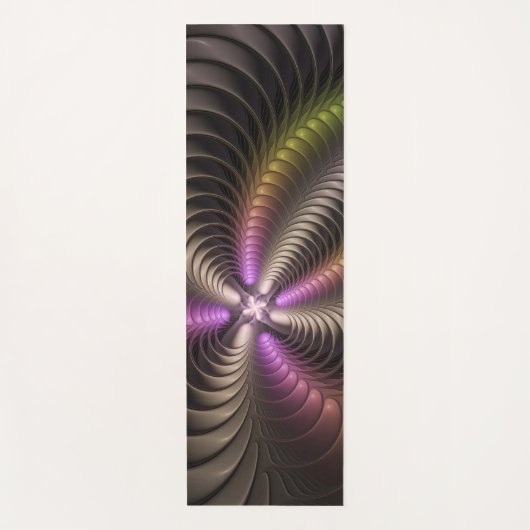 Abstracte glanzende Trippy Kleurrijke 3D Fractal A Yogamat (Voorkant)