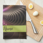 Abstracte glanzende Trippy Kleurrijke 3D Fractal N Theedoek (Quarter Fold)