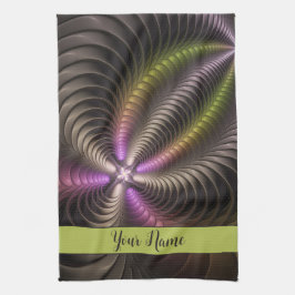 Abstracte glanzende Trippy Kleurrijke 3D Fractal N Theedoek