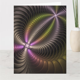 Abstracte glanzende trippy kleurrijke 3D fractale  Bedankkaart