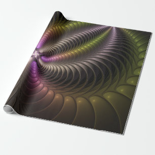 Abstracte glanzende trippy kleurrijke 3D fractale Cadeaupapier