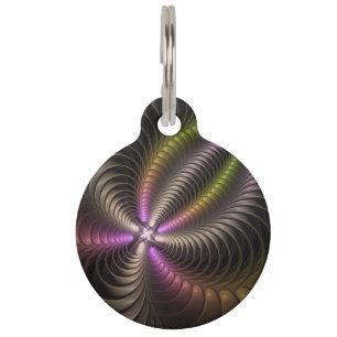 Abstracte glanzende trippy kleurrijke 3D fractale Huisdierpenning