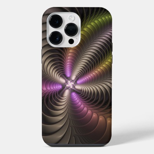 Abstracte glanzende trippy kleurrijke 3D fractale iPhone Hoesje (Achterkant)