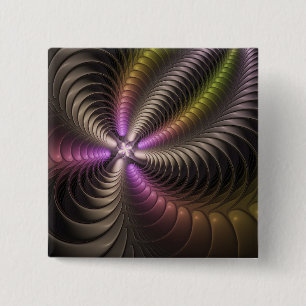 Abstracte glanzende trippy kleurrijke 3D fractale Vierkante Button 5,1 Cm