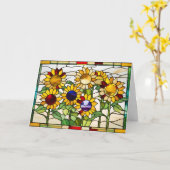 Abstracte glas-in-lood zonnebloemen kaart (Gele Bloem)