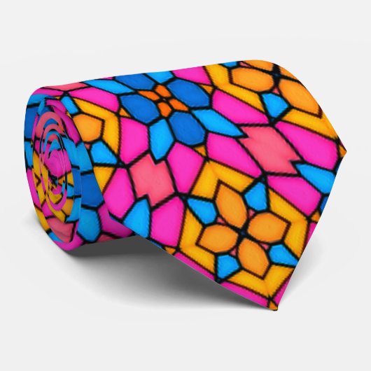 Abstracte glasbloemen stropdas (Opgerold)