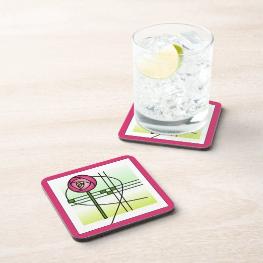 Abstracte Glasgow Roos Beverage Coaster Bier Onderzetter (Rechterzijde)