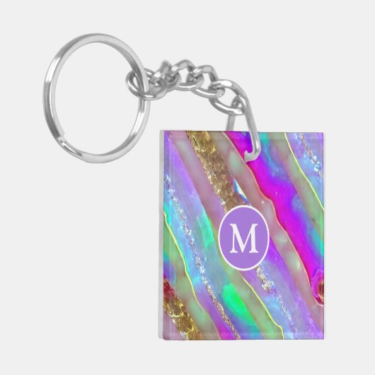 Abstracte Glass Art Sleutelhanger (Voorkant Links)