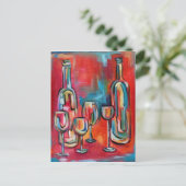 Abstracte glazen flessen en glazen wijn briefkaart (Staand voorkant)