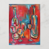 Abstracte glazen flessen en glazen wijn briefkaart (Voorkant)