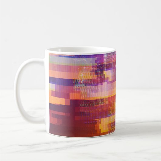 Abstracte glitch: textuur van testscherm koffiemok (Links)