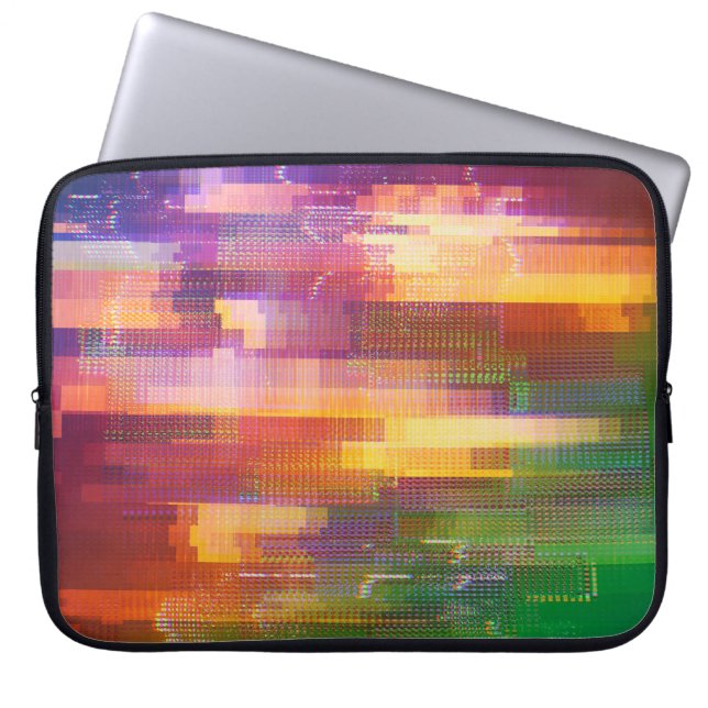 Abstracte glitch: textuur van testscherm laptop sleeve (Voorkant)