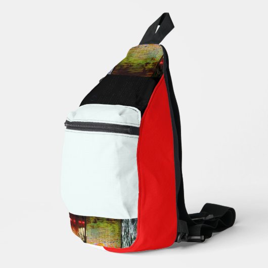 Abstracte glitchkunst Digitale vervorming raster Sling Bag (Rechterhoek)