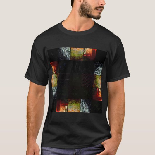 Abstracte glitchkunst Digitale vervorming raster T-shirt (Voorkant)