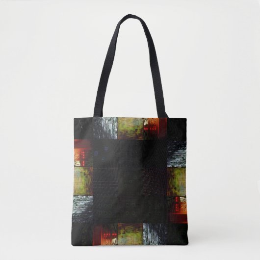 Abstracte glitchkunst Digitale vervorming raster Tote Bag (Voorkant)