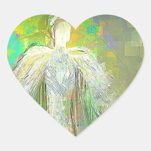 Abstracte Glitter Angel Hart Sticker (Voorkant)