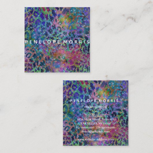 Abstracte Glitter Beauty-stylist afdrukken Vierkante Visitekaartje (Voorkant / Achterkant)
