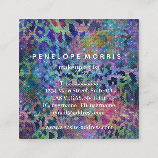 Abstracte Glitter Beauty-stylist afdrukken Vierkante Visitekaartje (Achterkant)