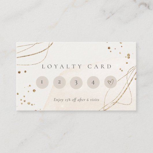 Abstracte Glitter Ivory Gold 5 Punch Loyalty Visitekaartje (Voorkant)
