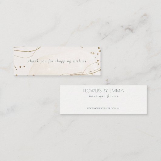 Abstracte Glitter Ivory Gold Waterverf Hartelijk d Mini Visitekaartje (Voorkant / Achterkant)