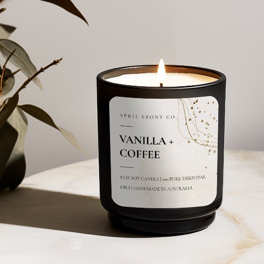 Abstracte Glitter Ivory Gold Waterverf-kaars Vierkante Sticker