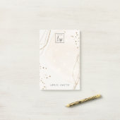 Abstracte Glitter Ivory Gold Waterverf Logo Post-it® Notes (Op bureau)
