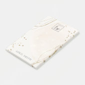 Abstracte Glitter Ivory Gold Waterverf Logo Post-it® Notes (Schuin)