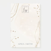 Abstracte Glitter Ivory Gold Waterverf Logo Post-it® Notes (Voorkant)