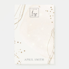 Abstracte Glitter Ivory Gold Waterverf Logo Post-it® Notes