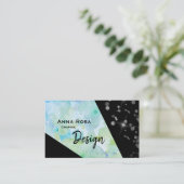 *~* Abstracte Glitter Modern Geometric Black Flora Visitekaartje (Staand voorkant)