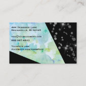 *~* Abstracte Glitter Modern Geometric Black Flora Visitekaartje (Achterkant)