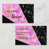 *~* Abstracte Glitter Moderne Geometrische Roze Fl Visitekaartje (Voorkant / Achterkant)