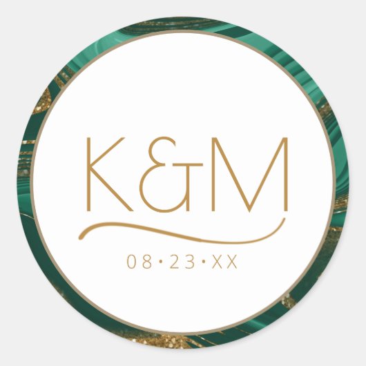 Abstracte Glitter Strata Border Wedding Green ID90 Ronde Sticker (Voorkant)