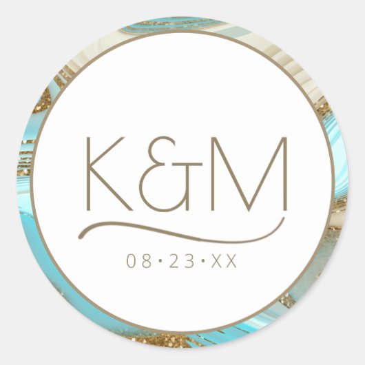 Abstracte Glitter Strata Border Wedding ID903 Ronde Sticker (Voorkant)