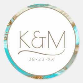 Abstracte Glitter Strata Border Wedding ID903 Ronde Sticker