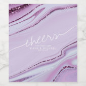 Abstracte Glitter Strata Cheers Lila ID903 Wijn Etiket (Enkel label)
