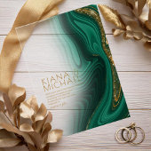 Abstracte Glitter Strata Huwelijk Groen Goud ID903 Acryl Uitnodigingen