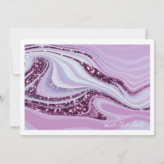 Abstracte Glitter Strata Wedding Alt. Lila ID903 Save The Date (Voorkant)